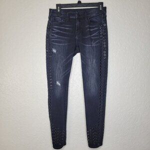 True Religion Jennie Curvy Skinny Jeans Womens 28 Metal Punk Rock Grunge Sexy